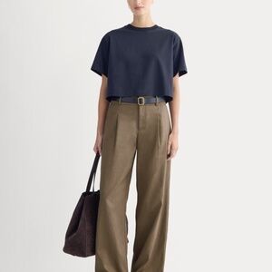 Everlane Women's Wide-Leg Trouser in Buttersmooth in Deep Taupe, Cotton/Twill